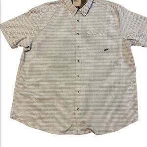 5.11 Tactical Gear Gray and White Mens XL Casual Shirt with snap closure.